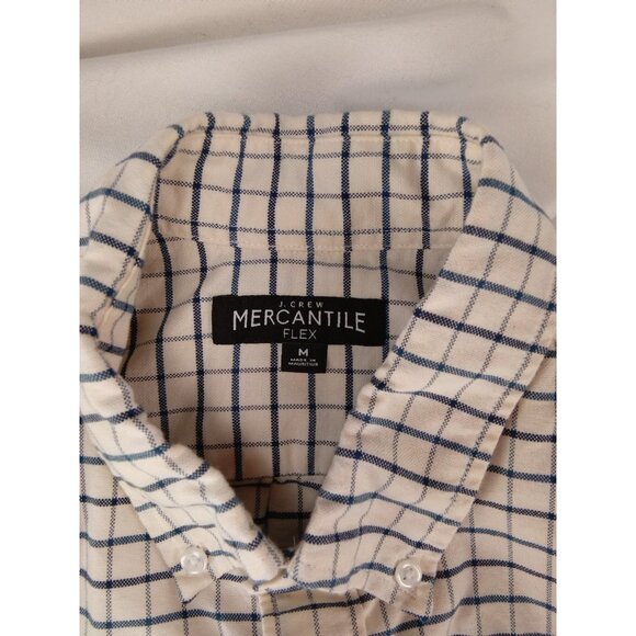Mens J Crew Mercantile Flex Button Up Shirt Size M Medium Beige Blue Long Sleeve - Picture 2 of 3